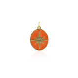 Oval Enamel Polaris Pendant-Delicate Micropavé Polaris Celestial Pendant   22x16.5mm
