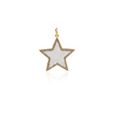 Exquisite Micropavé Enamel Star Pendant-Celestial Jewelry Charm   28x26mm