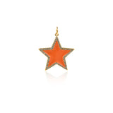 Exquisite Micropavé Enamel Star Pendant-Celestial Jewelry Charm   28x26mm