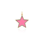Exquisite Micropavé Enamel Star Pendant-Celestial Jewelry Charm   28x26mm