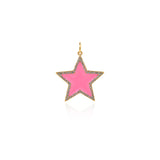 Exquisite Micropavé Enamel Star Pendant-Celestial Jewelry Charm   28x26mm