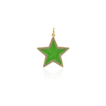 Exquisite Micropavé Enamel Star Pendant-Celestial Jewelry Charm   28x26mm