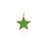 Exquisite Micropavé Enamel Star Pendant-Celestial Jewelry Charm   28x26mm