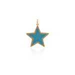 Exquisite Micropavé Enamel Star Pendant-Celestial Jewelry Charm   28x26mm