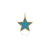 Exquisite Micropavé Enamel Star Pendant-Celestial Jewelry Charm   28x26mm