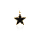 Exquisite Micropavé Enamel Star Pendant-Celestial Jewelry Charm   28x26mm