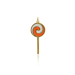 Enamel Lollipop Pendant-18K Gold Filled Color Candy Pendant-DIY Sweet Jewelry Making    40x17mm