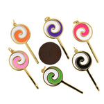 Enamel Lollipop Pendant-18K Gold Filled Color Candy Pendant-DIY Sweet Jewelry Making    40x17mm