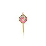 Enamel Lollipop Pendant-18K Gold Filled Color Candy Pendant-DIY Sweet Jewelry Making    40x17mm