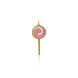 Enamel Lollipop Pendant-18K Gold Filled Color Candy Pendant-DIY Sweet Jewelry Making    40x17mm