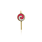 Enamel Lollipop Pendant-18K Gold Filled Color Candy Pendant-DIY Sweet Jewelry Making    40x17mm