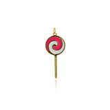 Enamel Lollipop Pendant-18K Gold Filled Color Candy Pendant-DIY Sweet Jewelry Making    40x17mm