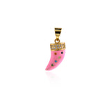Enamel Mini Pepper Pendant, Cubic Zirconium Hydroxide Pepper Necklace Bracelet DIY Accessories, Vegetable Jewelry   17x7.5mm