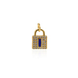 Rectangular enamel lock pendant - Micro Pave Cubic Zirconia, Charms for Necklace Bracelet Earring Making   11.5x9mm