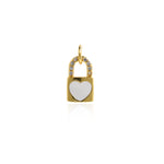 Rectangular Enamel Heart Lock Pendant - Micro Pave Cubic Zirconia, Charms for Necklace Bracelet Earring Making   12.5x7.5mm