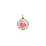 18K Gold Filled Round Enamel Heart Pendant-Heart Charm-Enamel Necklace-DIY Jewelry Making   16mm