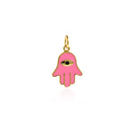 Hamsa Hand diy Charms For Jewelry Making, Fatima Hand Vintage Pendant, Gold Color Charms, Copper Enamel Accessories   14x19.5mm