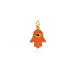 Hamsa Hand diy Charms For Jewelry Making, Fatima Hand Vintage Pendant, Gold Color Charms, Copper Enamel Accessories   14x19.5mm