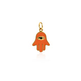 Hamsa Hand diy Charms For Jewelry Making, Fatima Hand Vintage Pendant, Gold Color Charms, Copper Enamel Accessories   14x19.5mm