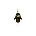 Hamsa Hand diy Charms For Jewelry Making, Fatima Hand Vintage Pendant, Gold Color Charms, Copper Enamel Accessories   14x19.5mm