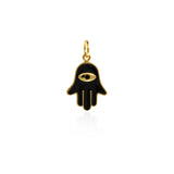 Hamsa Hand diy Charms For Jewelry Making, Fatima Hand Vintage Pendant, Gold Color Charms, Copper Enamel Accessories   14x19.5mm