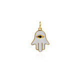 Hamsa Hand diy Charms For Jewelry Making, Fatima Hand Vintage Pendant, Gold Color Charms, Copper Enamel Accessories   14x19.5mm
