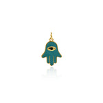 Hamsa Hand diy Charms For Jewelry Making, Fatima Hand Vintage Pendant, Gold Color Charms, Copper Enamel Accessories   14x19.5mm