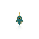 Hamsa Hand diy Charms For Jewelry Making, Fatima Hand Vintage Pendant, Gold Color Charms, Copper Enamel Accessories   14x19.5mm