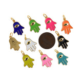 Hamsa Hand diy Charms For Jewelry Making, Fatima Hand Vintage Pendant, Gold Color Charms, Copper Enamel Accessories   14x19.5mm