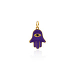 Hamsa Hand diy Charms For Jewelry Making, Fatima Hand Vintage Pendant, Gold Color Charms, Copper Enamel Accessories   14x19.5mm