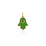 Hamsa Hand diy Charms For Jewelry Making, Fatima Hand Vintage Pendant, Gold Color Charms, Copper Enamel Accessories   14x19.5mm