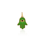 Hamsa Hand diy Charms For Jewelry Making, Fatima Hand Vintage Pendant, Gold Color Charms, Copper Enamel Accessories   14x19.5mm