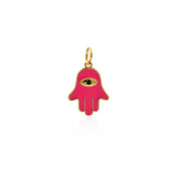 Hamsa Hand diy Charms For Jewelry Making, Fatima Hand Vintage Pendant, Gold Color Charms, Copper Enamel Accessories   14x19.5mm