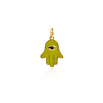 Hamsa Hand diy Charms For Jewelry Making, Fatima Hand Vintage Pendant, Gold Color Charms, Copper Enamel Accessories   14x19.5mm