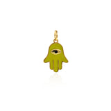 Hamsa Hand diy Charms For Jewelry Making, Fatima Hand Vintage Pendant, Gold Color Charms, Copper Enamel Accessories   14x19.5mm
