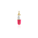 Colorful Enamel Chill Pill Charm,Dainty Gold Filled Capsule Shape Pendant,DIY Minimalist Jewelry Findings    19x6mm