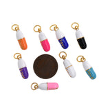 Colorful Enamel Chill Pill Charm,Dainty Gold Filled Capsule Shape Pendant,DIY Minimalist Jewelry Findings    19x6mm