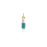 Colorful Enamel Chill Pill Charm,Dainty Gold Filled Capsule Shape Pendant,DIY Minimalist Jewelry Findings    19x6mm