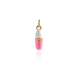 Colorful Enamel Chill Pill Charm,Dainty Gold Filled Capsule Shape Pendant,DIY Minimalist Jewelry Findings    19x6mm