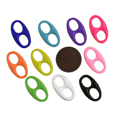 Enamel pig nose Metal Cubic Zirconia 2 Loops Charm Spacer Beads Connector Beads for Jewelry Making DIY Bracelet Necklace Earrings   22x13mm