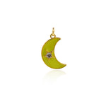 Enamel Moon Star Zircon Pendant-Celestial Jewelry Strap-DIY Jewelry Accessories Making    20.5x13mm