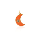 Enamel Moon Star Zircon Pendant-Celestial Jewelry Strap-DIY Jewelry Accessories Making    20.5x13mm