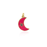 Enamel Moon Star Zircon Pendant-Celestial Jewelry Strap-DIY Jewelry Accessories Making    20.5x13mm