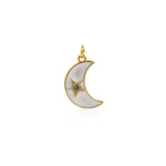 Enamel Moon Star Zircon Pendant-Celestial Jewelry Strap-DIY Jewelry Accessories Making    20.5x13mm