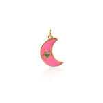 Enamel Moon Star Zircon Pendant-Celestial Jewelry Strap-DIY Jewelry Accessories Making    20.5x13mm