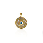 Minimalist Micropavé Evil Eye Pendant-DIY Jewelry Accessories  22.5mm