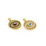 Minimalist Micropavé Evil Eye Pendant-DIY Jewelry Accessories  22.5mm