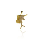 Shiny Micropavé Dolphin Pendant-DIY Jewelry Accessories   19.5x19.5mm