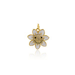 Shiny Micropavé Enamel Flower Pendant-DIY Jewelry Accessories  18.5x18.5mm