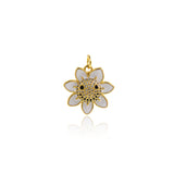 Shiny Micropavé Enamel Flower Pendant-DIY Jewelry Accessories  18.5x18.5mm